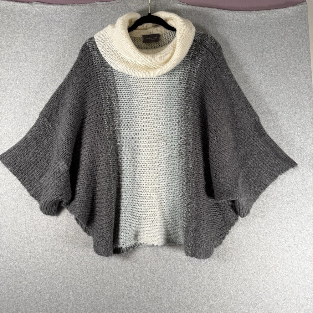 Wooden Ships Women's Sweater Medium Gray Ombre Oversized Mohair cowl neck